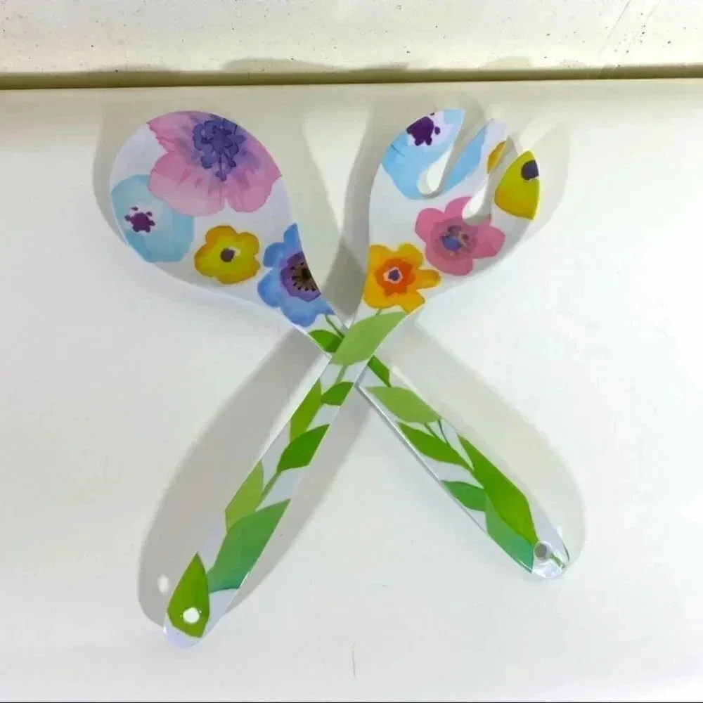 Colorful Floral salad servers